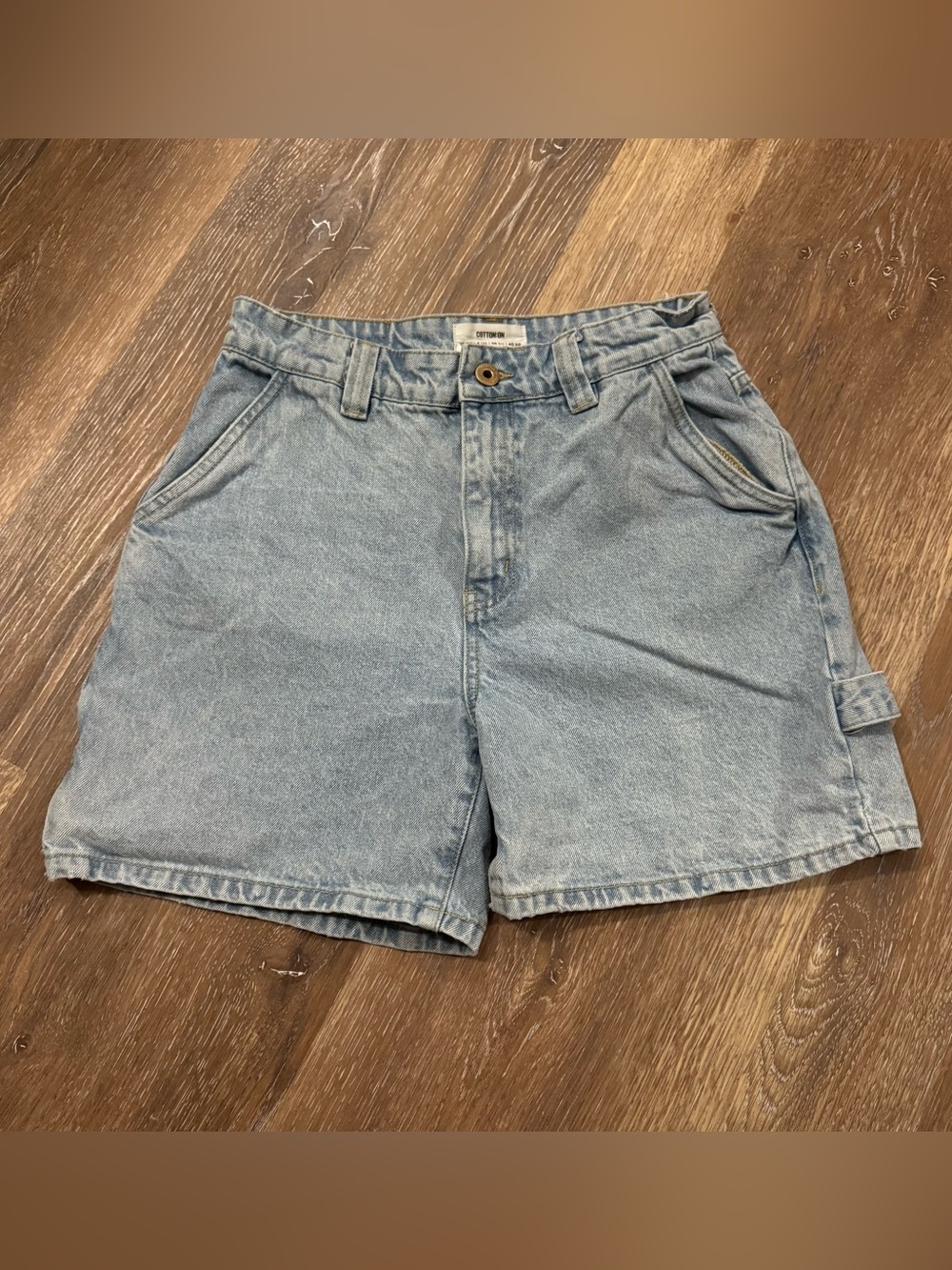 Cotton On Light Blue Denim Carpenter Shorts
